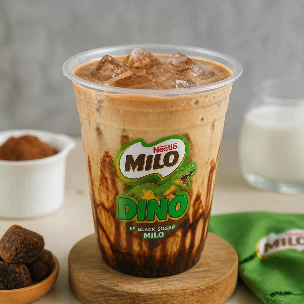 Es Black Sugar Milo Dino Kopi Ruang Hati dengan milo gula aren dan susu